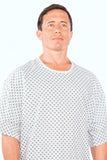 UNISEX DIAMOND BLUE/GREEN PRINTED PATIENT GOWN STYLE BORAS