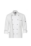 CUSTOMIZED CHEF JACKET WHITE WITH CHEF BLACK BUTTONS