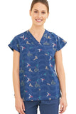 PROFESSIONAL FEMALE PRINTED SCRUB TOP / PLAYFUL PRINTS SCRUB TOP