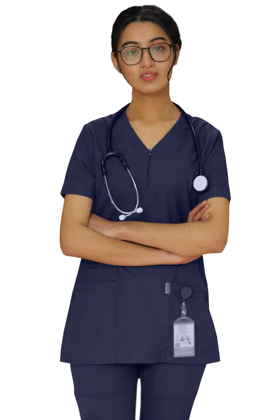PROFESSIONAL FEMALE ZIPPER OSLO SCRUB SUIT / V-NECK MEDICAL SCRUB SUIT (MADE IN UAE)
