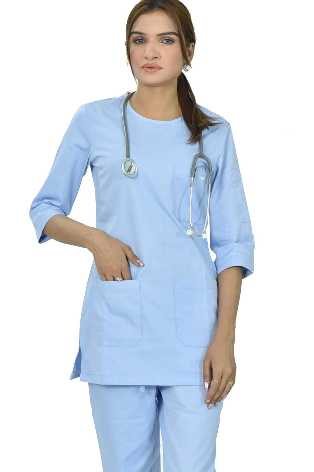 PROFESSIONAL FEMALE SALIMA SCRUB SUIT / ROUND NECK QUARTER SLEEVE SALIMA SCRUB SUIT