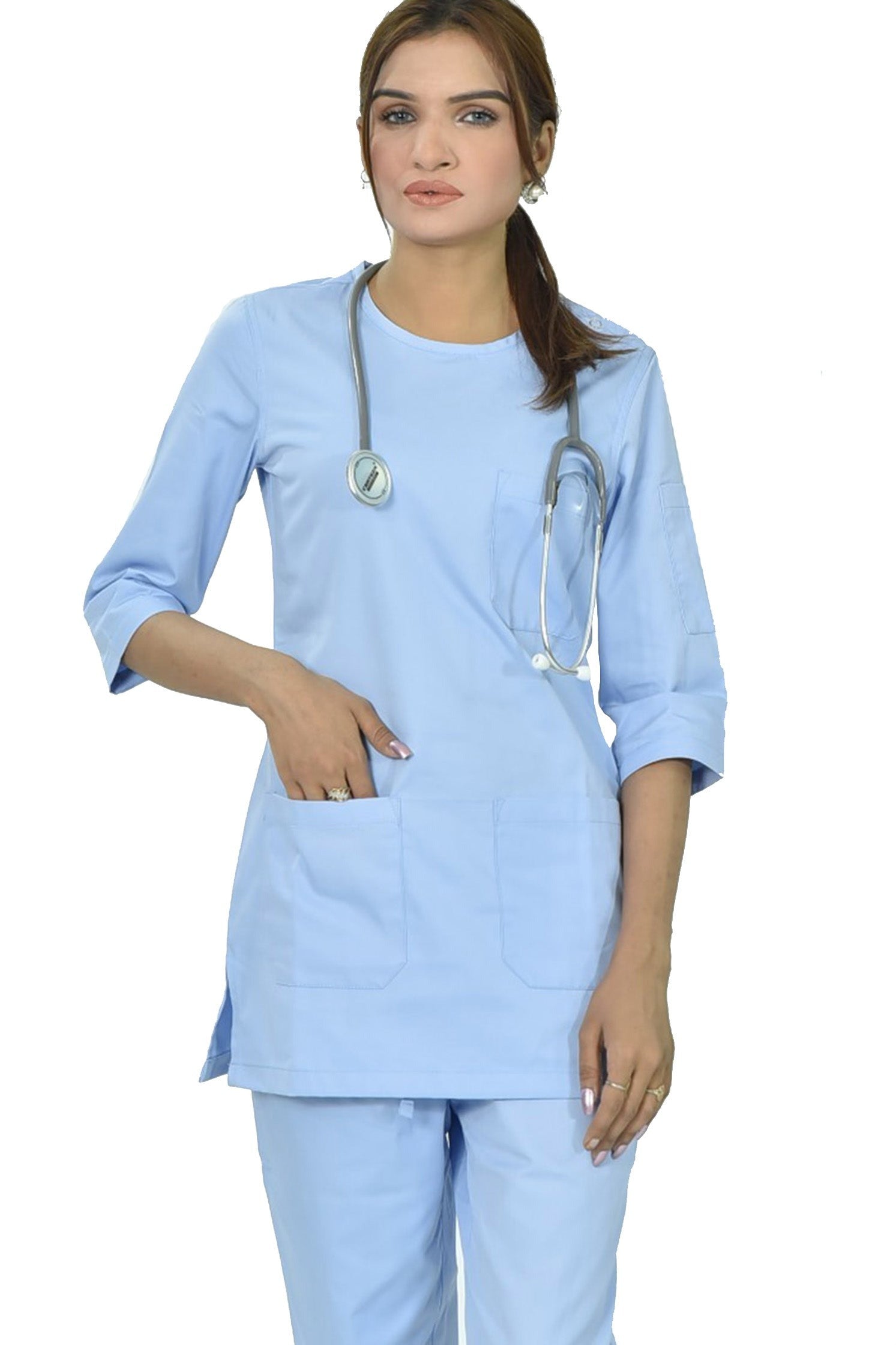 PROFESSIONAL FEMALE SALIMA SCRUB SUIT / ROUND NECK QUARTER SLEEVE SALIMA SCRUB SUIT