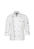 CUSTOMIZED CHEF JACKET WHITE WITH CHEF BLACK BUTTONS
