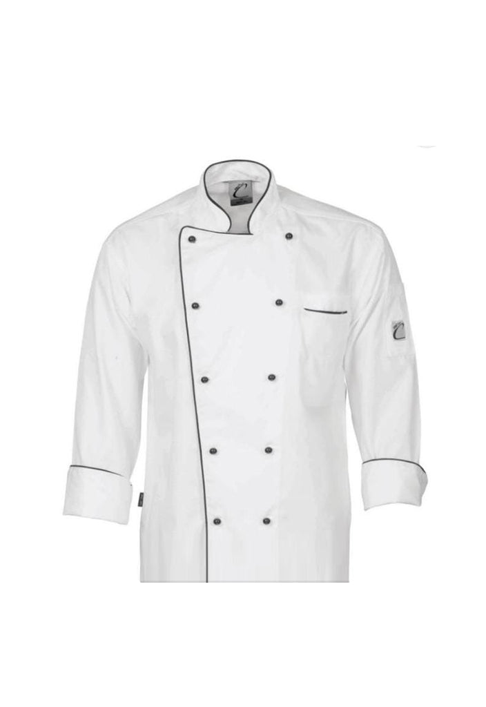 CUSTOMIZED CHEF JACKET WHITE WITH CHEF BLACK BUTTONS