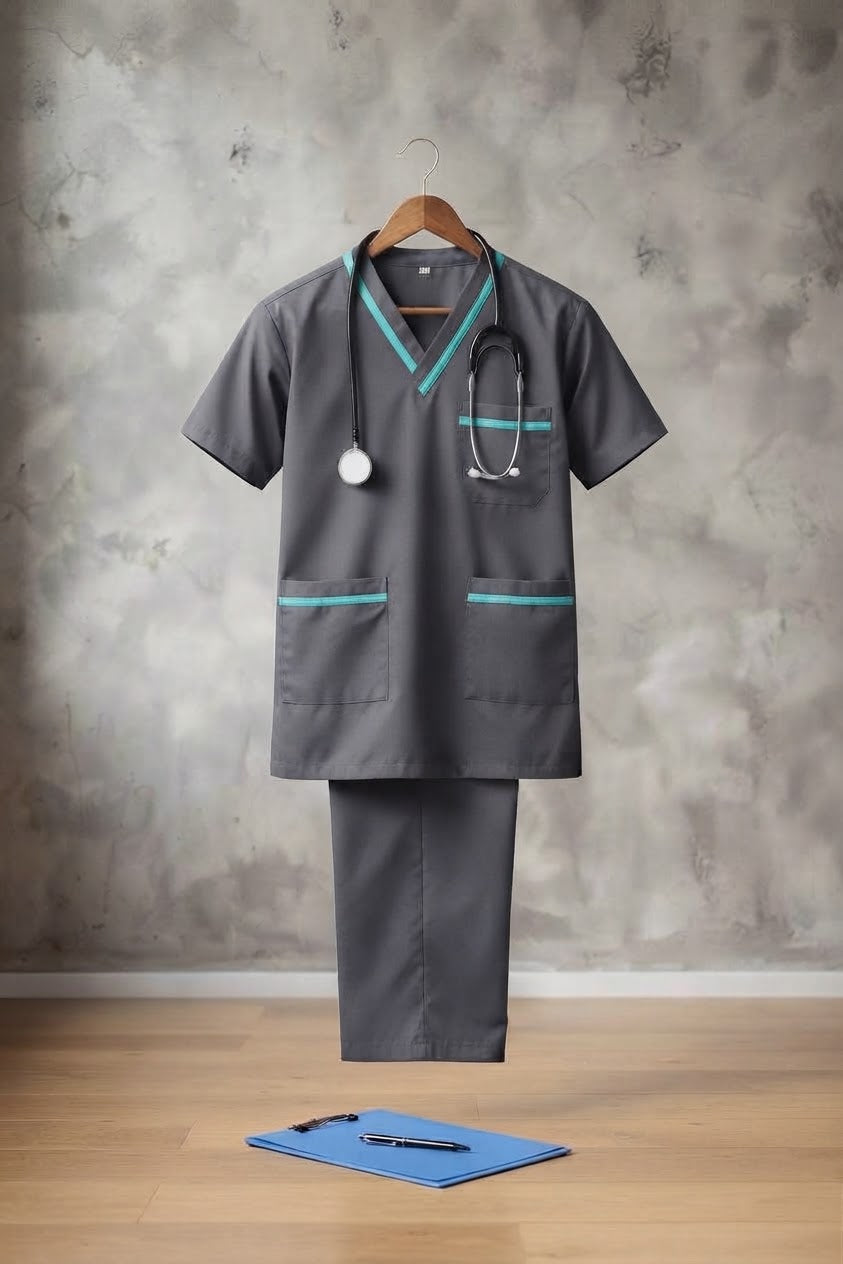 PROFESSIONAL UNISEX DUBAI SCRUB SUIT / V- NECK TOP SIZE INDICATOR DUBAI SCRUB SUIT(MADE IN UAE)