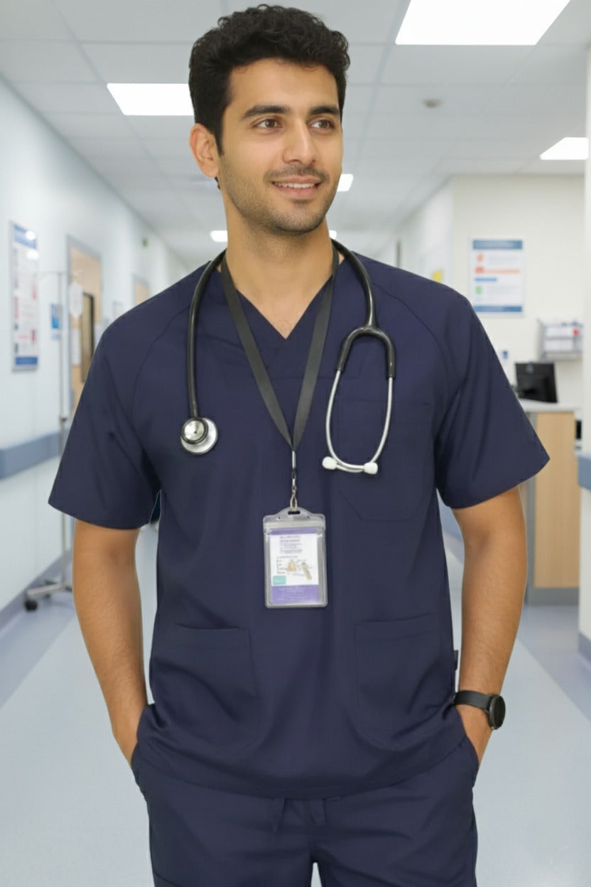 PROFESSIONAL UNISEX GERMAN SCRUB SUIT / OVERLAP V-NECK GERMAN SCRUB SUIT