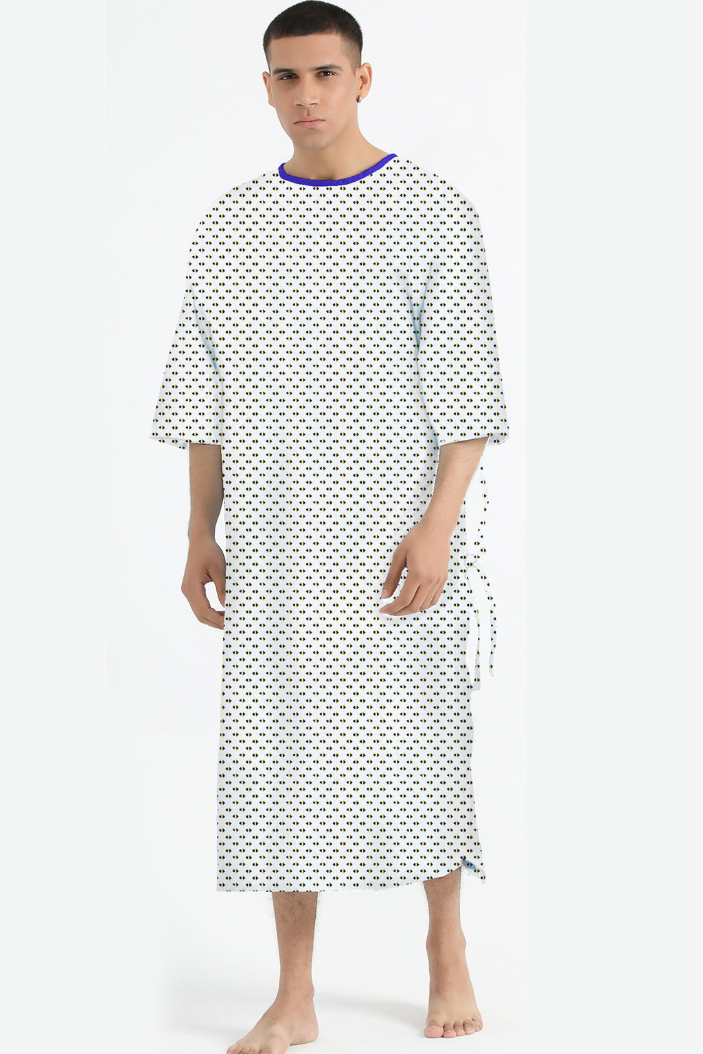 UNISEX DIAMOND YELLOW/BLUE PRINTED PATIENT GOWN STYLE BORAS