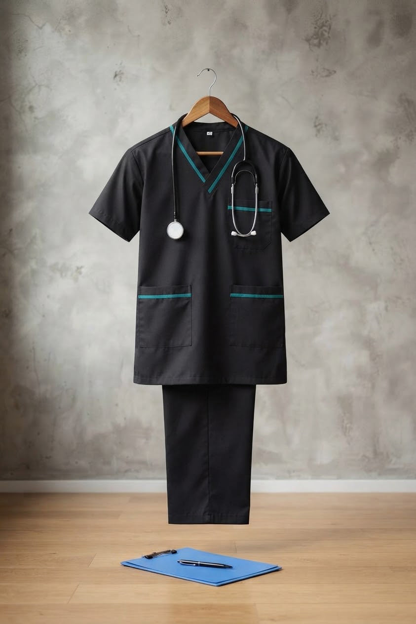 PROFESSIONAL UNISEX DUBAI SCRUB SUIT / V- NECK TOP SIZE INDICATOR DUBAI SCRUB SUIT(MADE IN UAE)