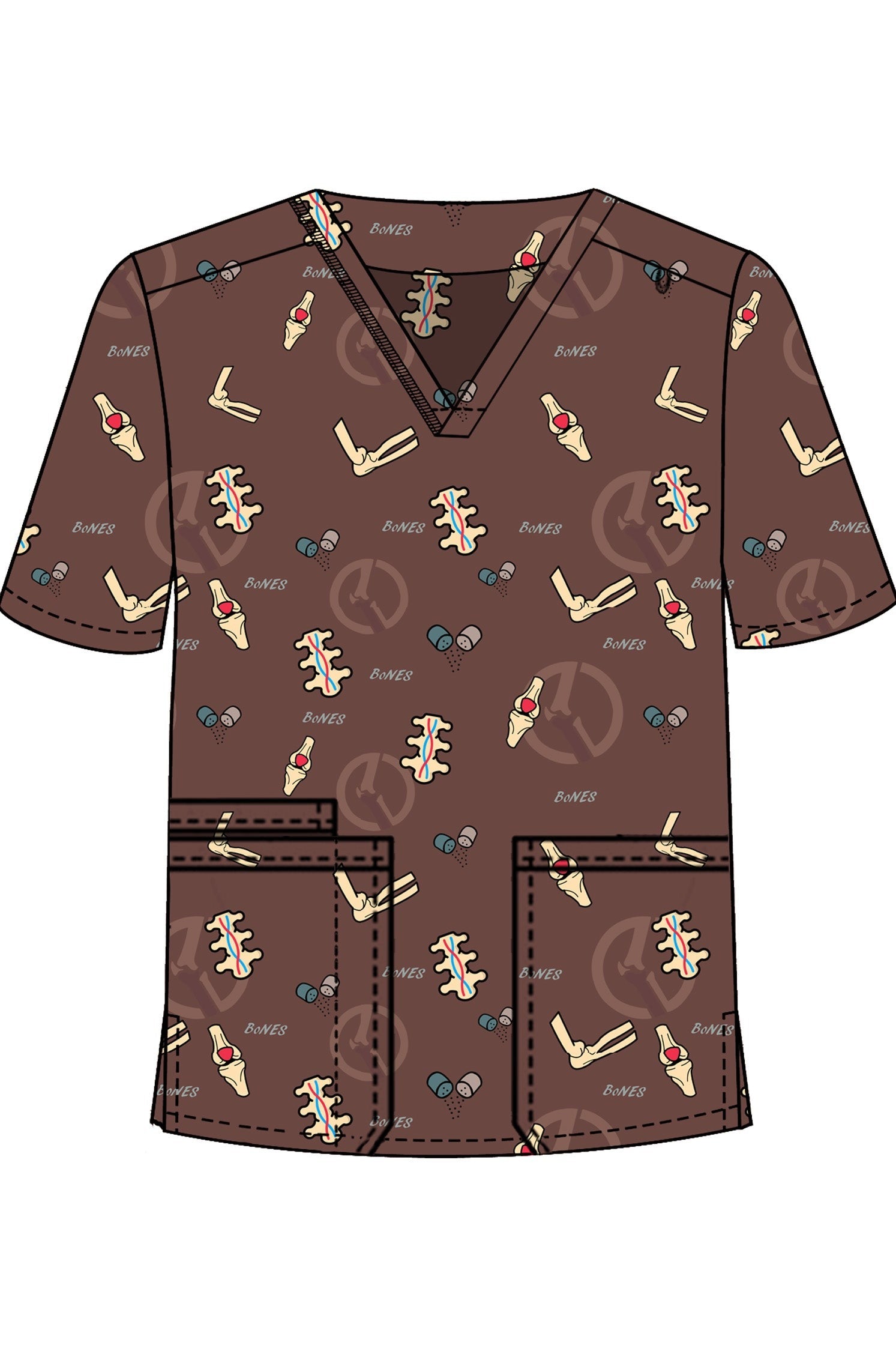 PROFESSIONAL UNISEX PRINTED SCRUB TOP / PLAYFUL PRINTS SCRUB TOP