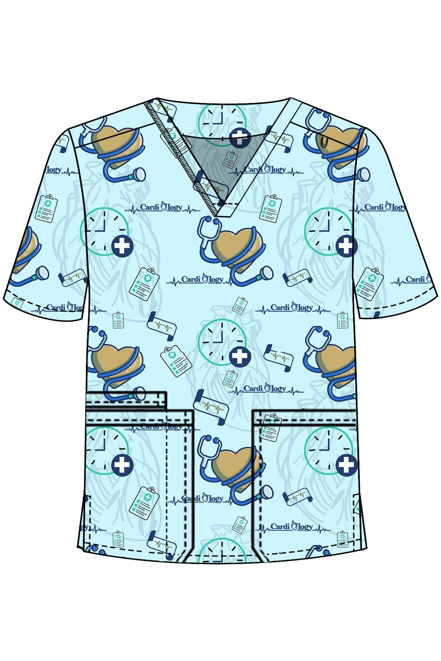 PROFESSIONAL UNISEX PRINTED SCRUB TOP / PLAYFUL PRINTS SCRUB TOP
