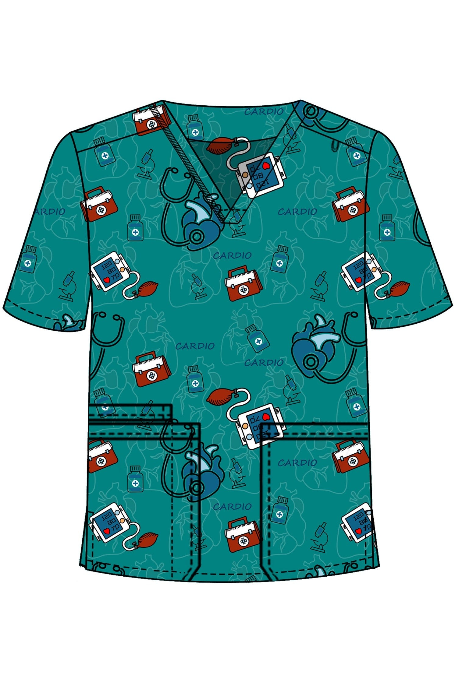 PROFESSIONAL UNISEX PRINTED SCRUB TOP / PLAYFUL PRINTS SCRUB TOP