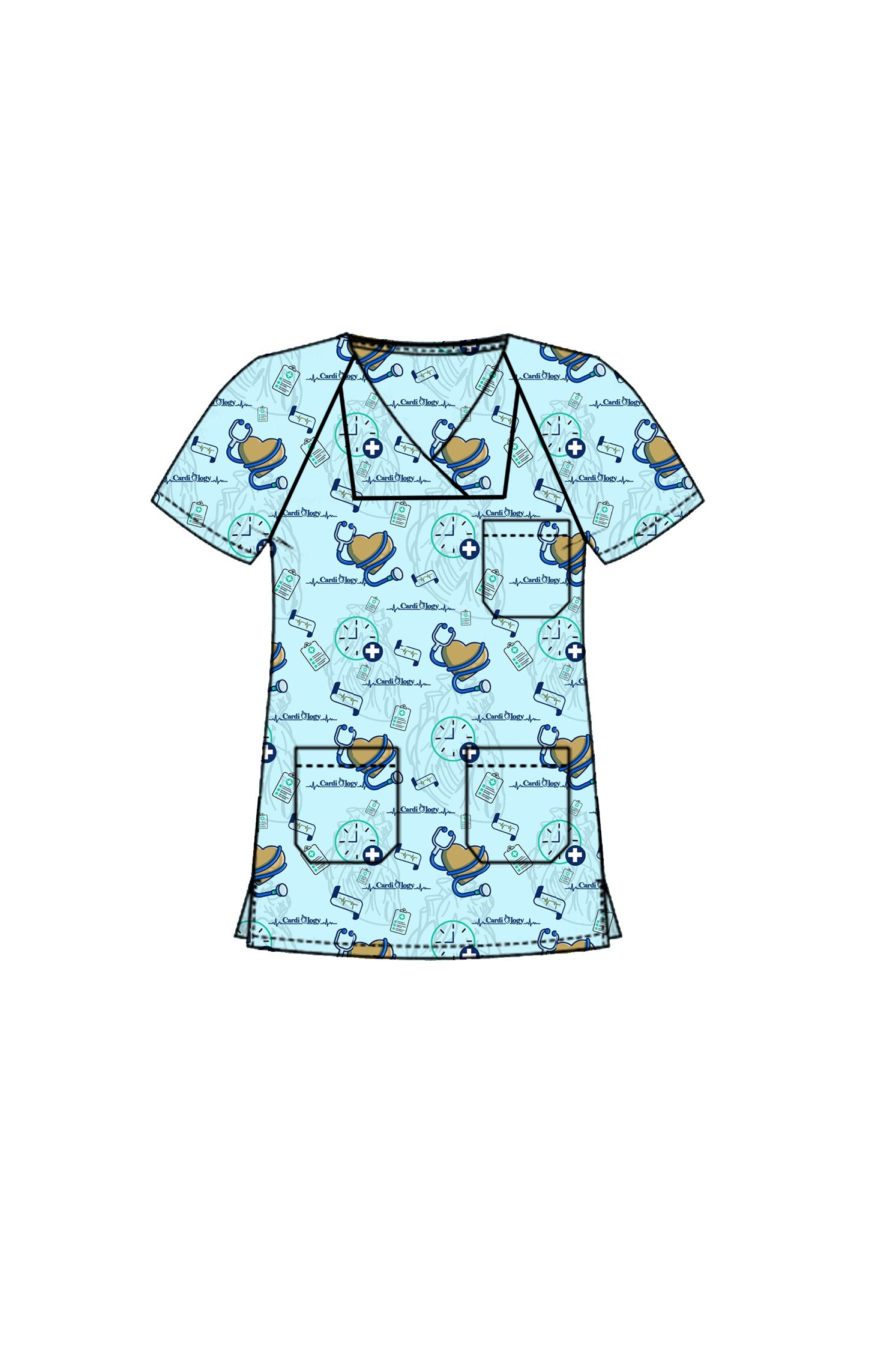 PROFESSIONAL FEMALE PRINTED SCRUB TOP / PLAYFUL PRINTS SCRUB TOP