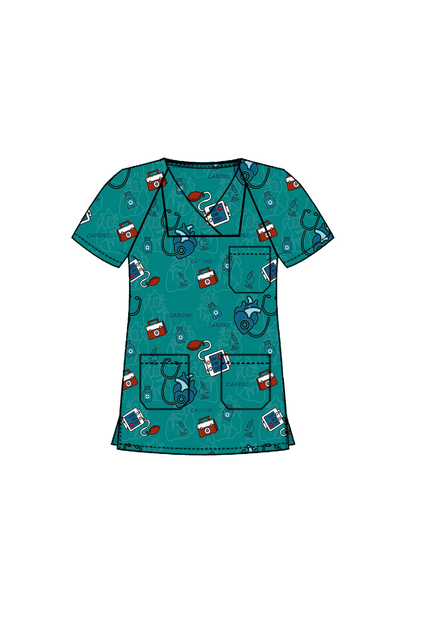 PROFESSIONAL FEMALE PRINTED SCRUB TOP / PLAYFUL PRINTS SCRUB TOP