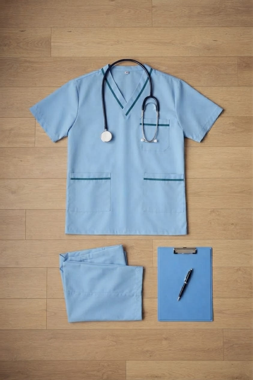 PROFESSIONAL UNISEX DUBAI SCRUB SUIT / V- NECK TOP SIZE INDICATOR DUBAI SCRUB SUIT(MADE IN UAE)
