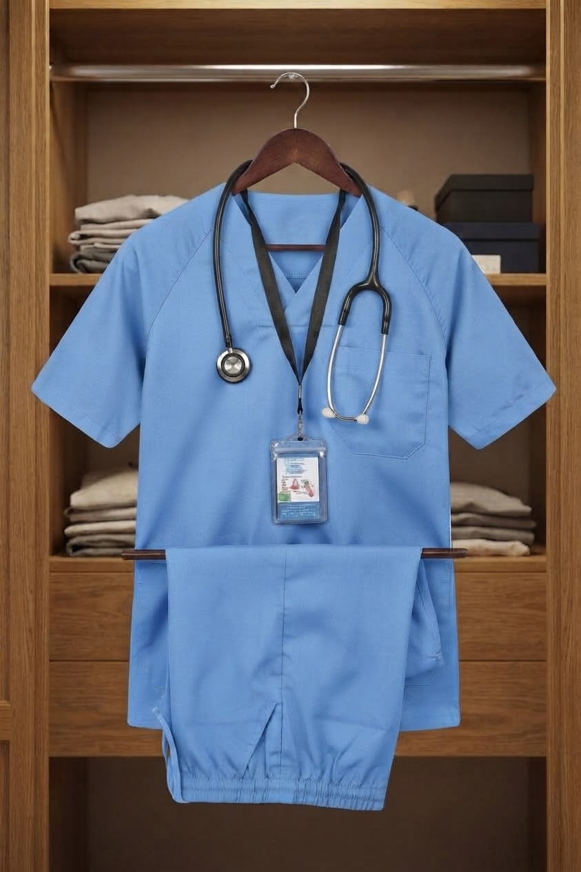 PROFESSIONAL UNISEX GERMAN SCRUB SUIT / OVERLAP V-NECK GERMAN SCRUB SUIT