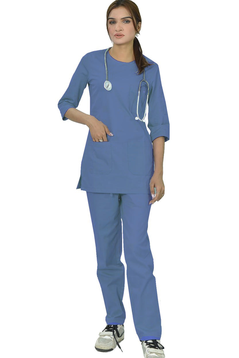 PROFESSIONAL FEMALE SALIMA SCRUB SUIT / ROUND NECK QUARTER SLEEVE SALIMA SCRUB SUIT