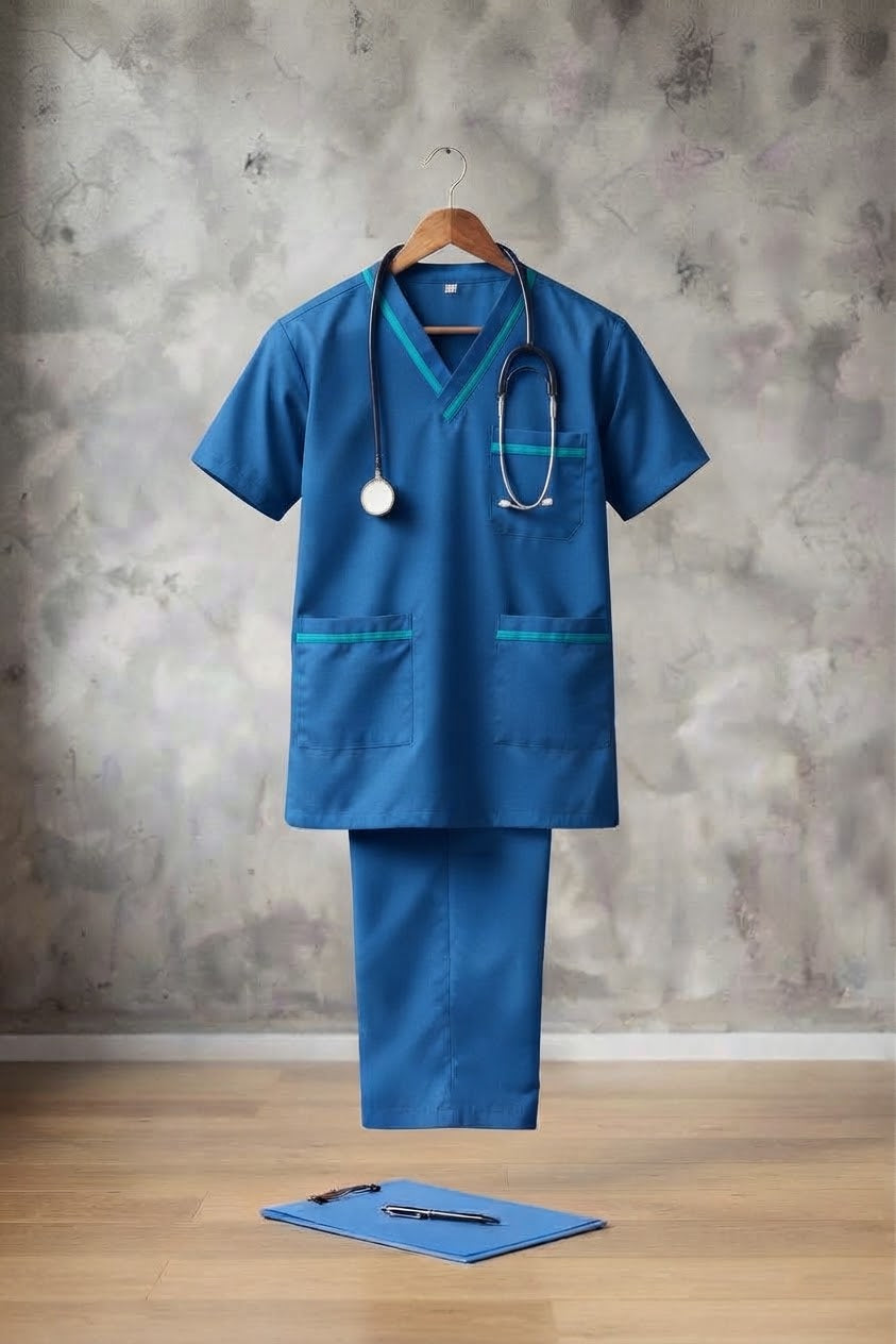 PROFESSIONAL UNISEX DUBAI SCRUB SUIT / V- NECK TOP SIZE INDICATOR DUBAI SCRUB SUIT(MADE IN UAE)