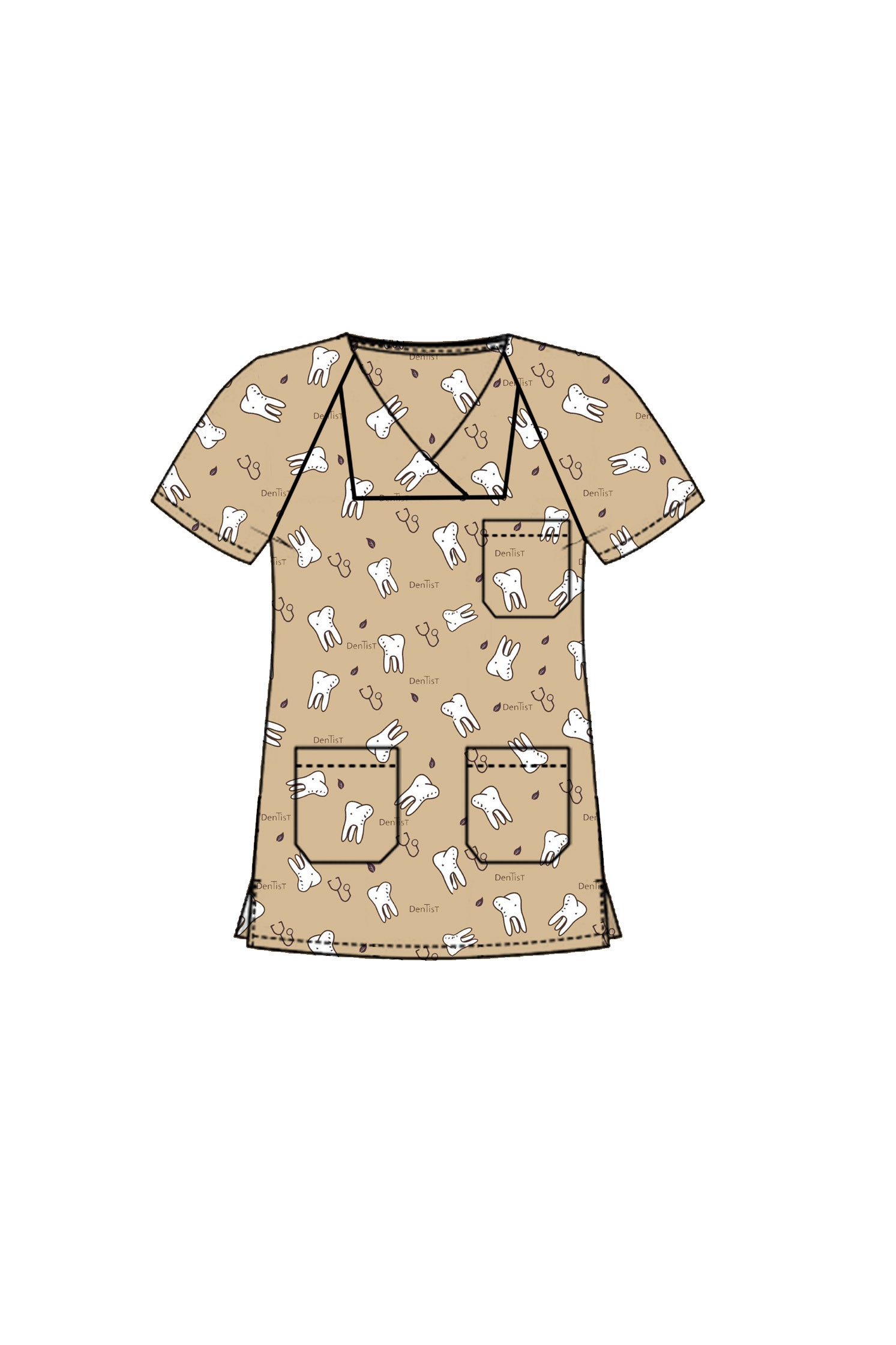 PROFESSIONAL FEMALE PRINTED SCRUB TOP / PLAYFUL PRINTS SCRUB TOP