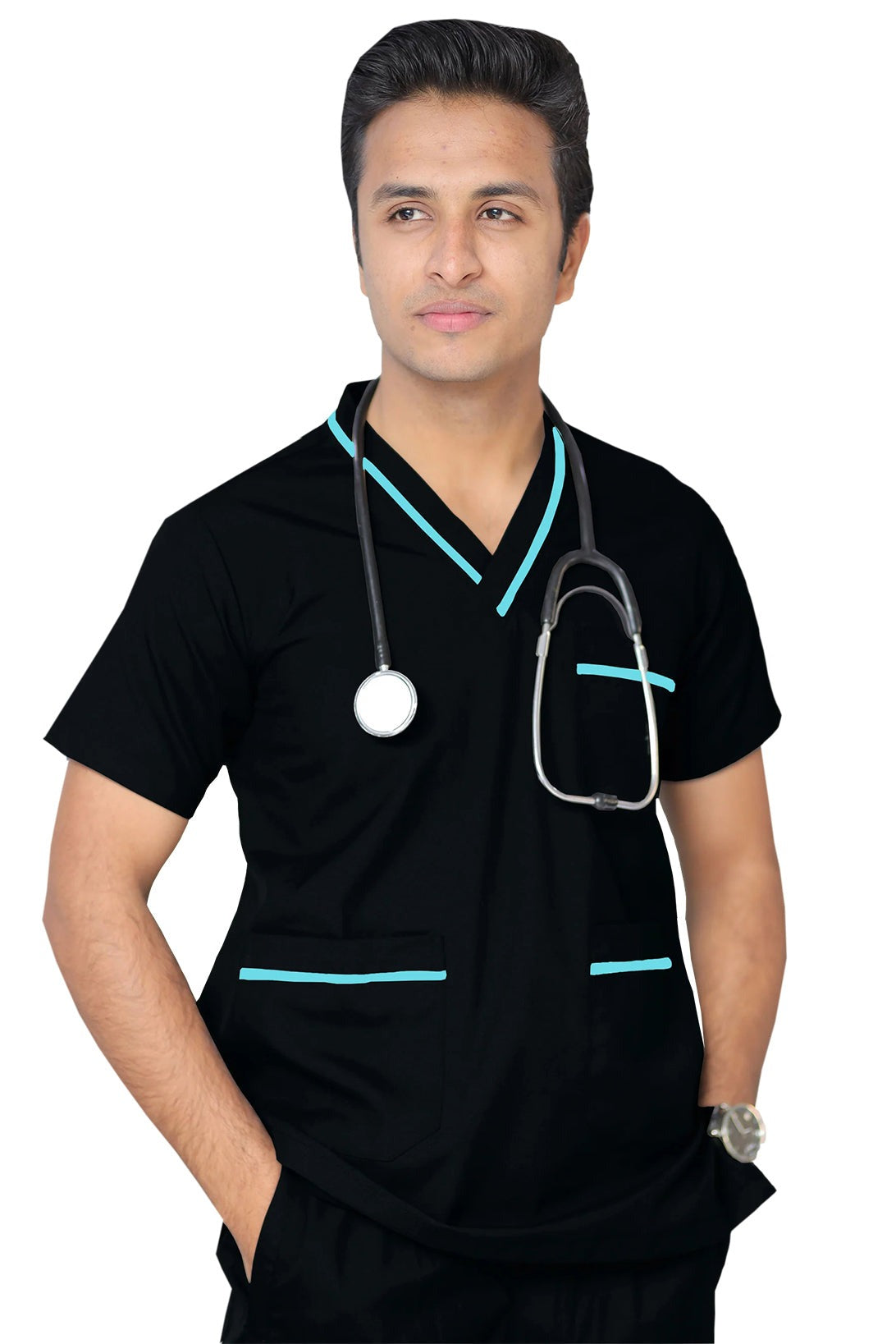 PROFESSIONAL UNISEX DUBAI SCRUB SUIT / V- NECK TOP SIZE INDICATOR DUBAI SCRUB SUIT(MADE IN UAE)