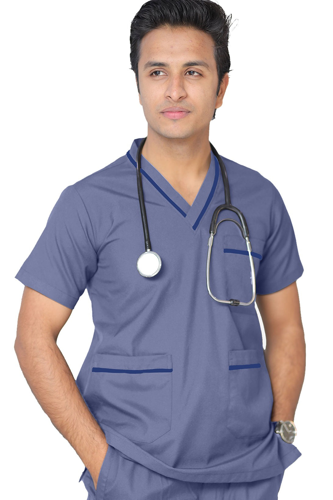 PROFESSIONAL UNISEX DUBAI SCRUB SUIT / V- NECK TOP SIZE INDICATOR DUBAI SCRUB SUIT(MADE IN UAE)