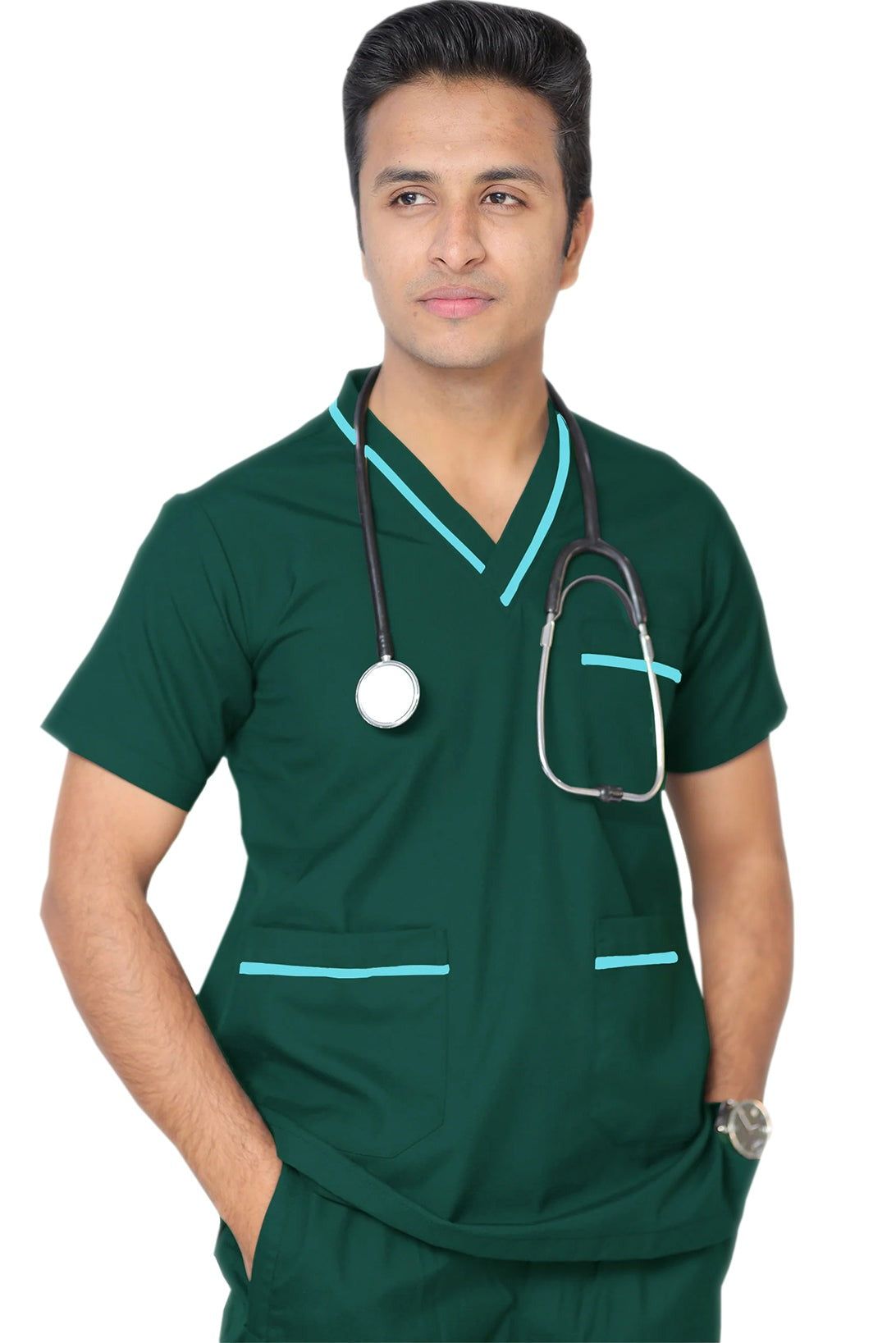 PROFESSIONAL UNISEX DUBAI SCRUB SUIT / V- NECK TOP SIZE INDICATOR DUBAI SCRUB SUIT(MADE IN UAE)