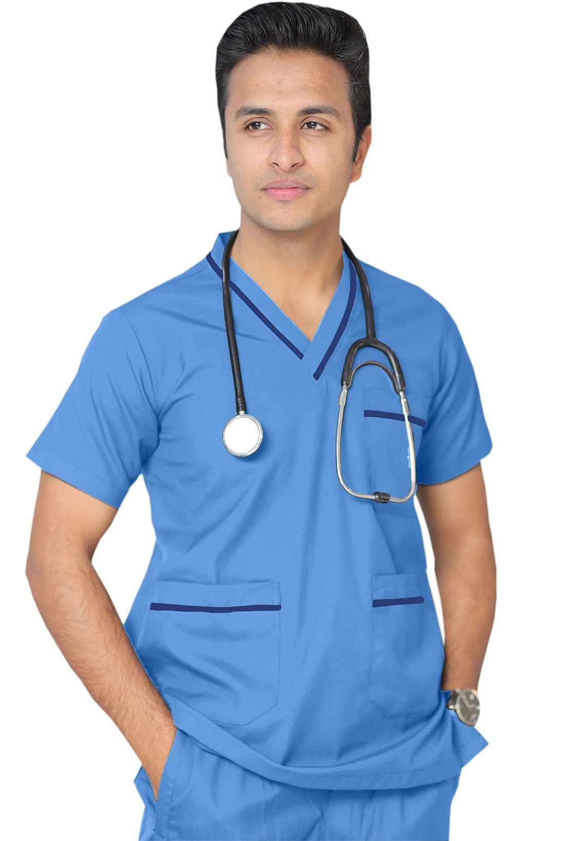 PROFESSIONAL UNISEX DUBAI SCRUB SUIT / V- NECK TOP SIZE INDICATOR DUBAI SCRUB SUIT(MADE IN UAE)