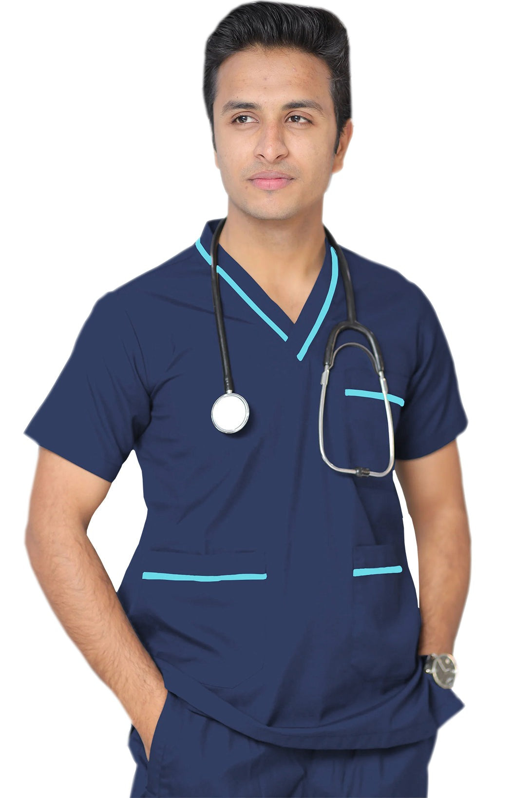 PROFESSIONAL UNISEX DUBAI SCRUB SUIT / V- NECK TOP SIZE INDICATOR DUBAI SCRUB SUIT(MADE IN UAE)
