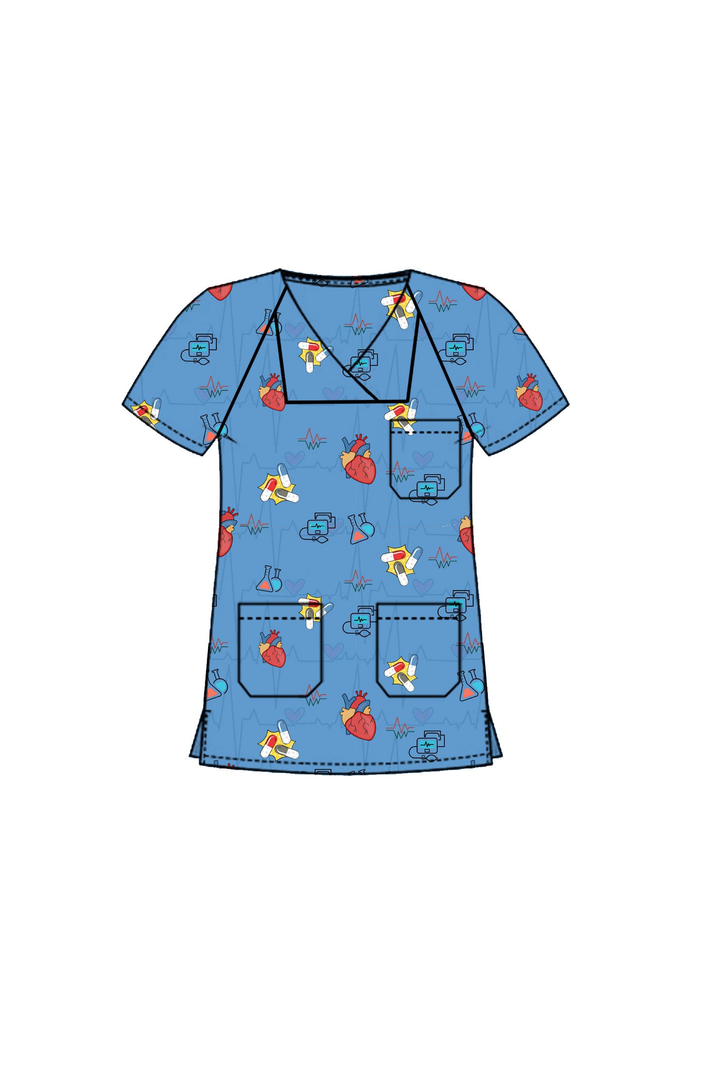 PROFESSIONAL FEMALE PRINTED SCRUB TOP / PLAYFUL PRINTS SCRUB TOP