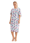 MATERNITY FLORAL RED/GREEN/BLUE PRINTED PATIENT GOWN