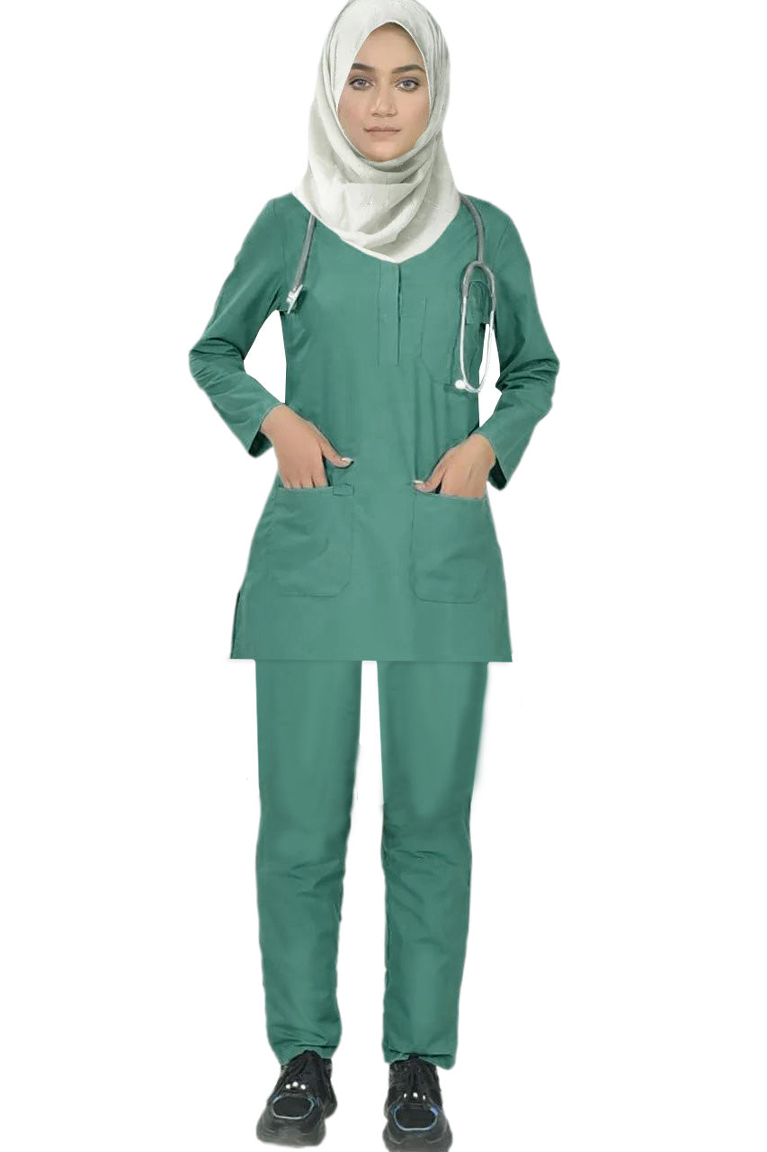 PROFESSIONAL FEMALE SOFIA SCRUB SUIT / SHORT LENGTH SLEEK SOFIA SCRUB SUIT