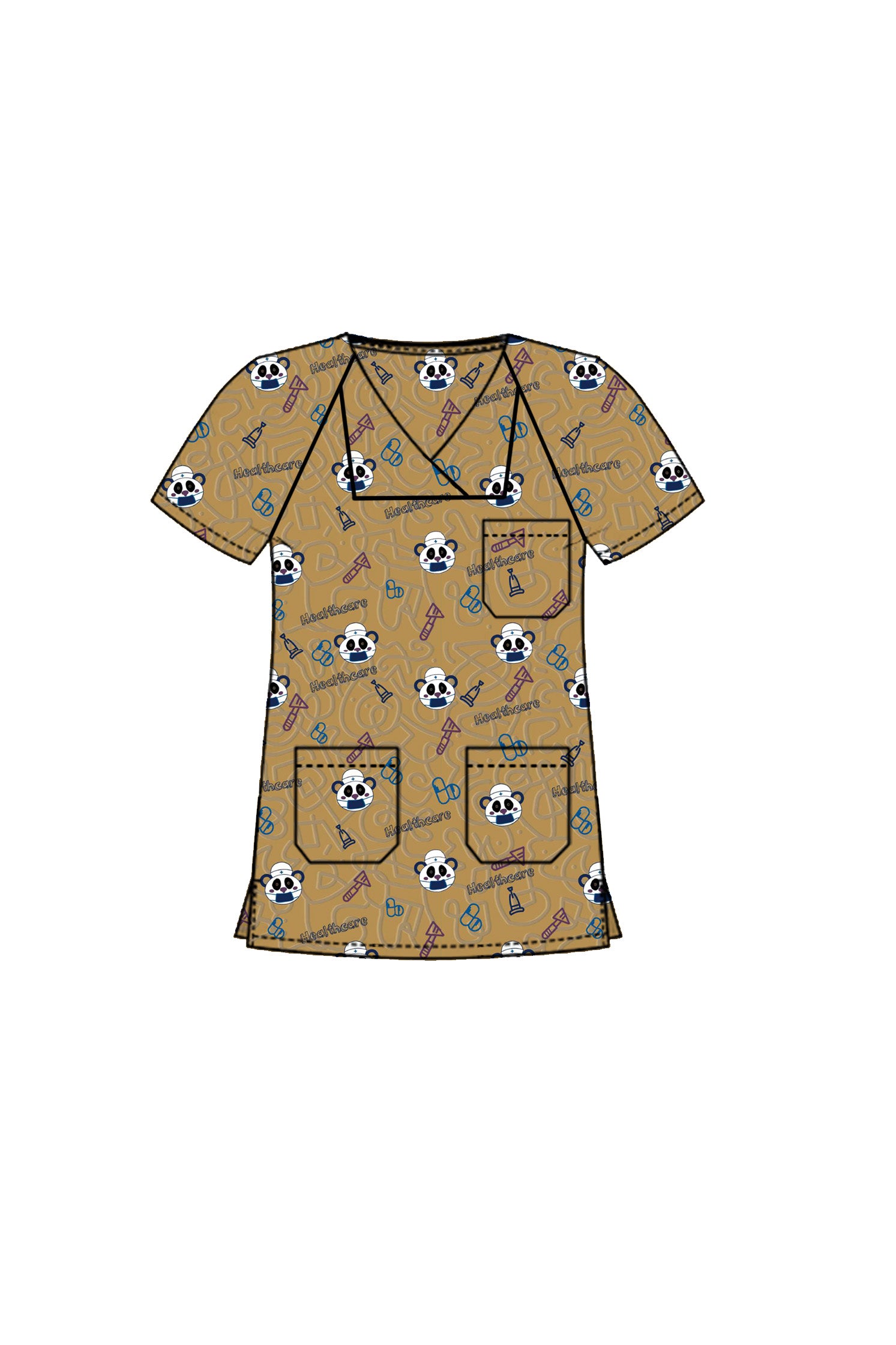 PROFESSIONAL FEMALE PRINTED SCRUB TOP / PLAYFUL PRINTS SCRUB TOP