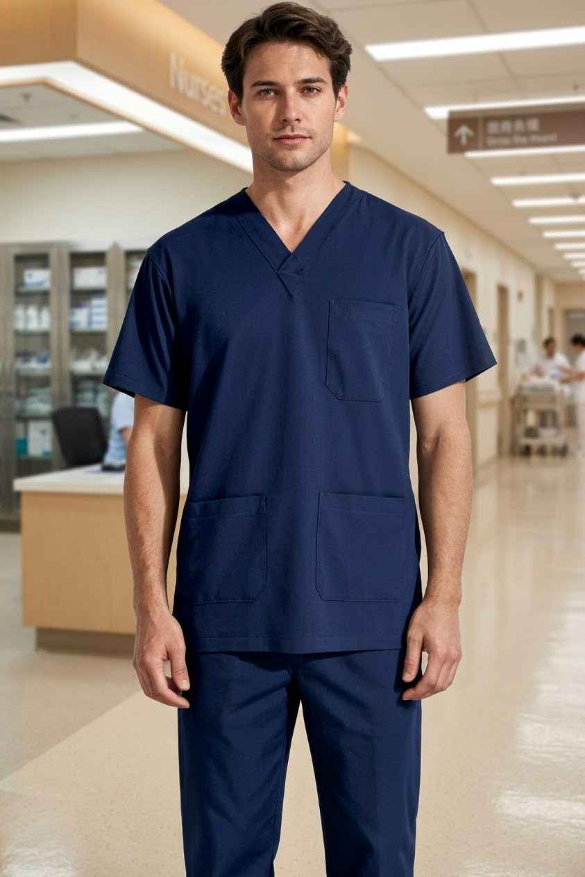UNISEX BRITISH SCRUB TOP / V-NECK MEDICAL SCRUB TOP
