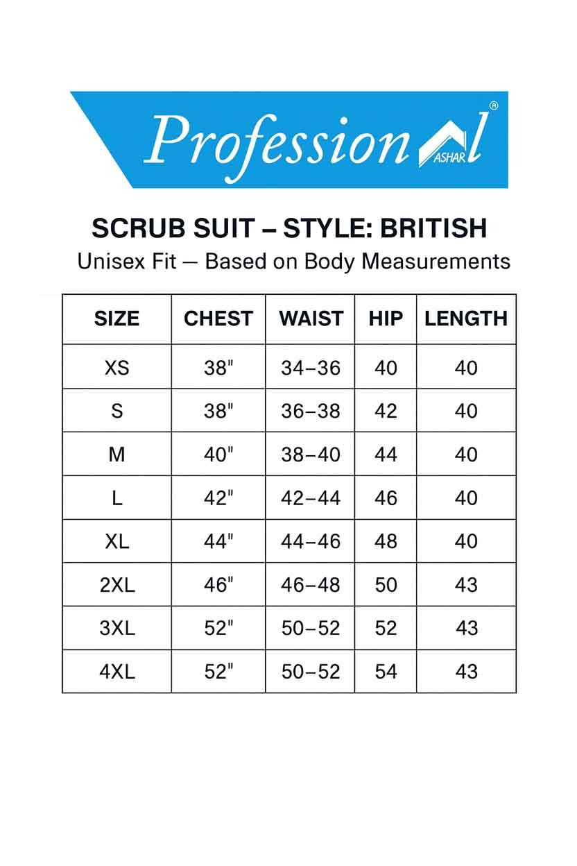 UNISEX BRITISH SCRUB TOP / V-NECK MEDICAL SCRUB TOP