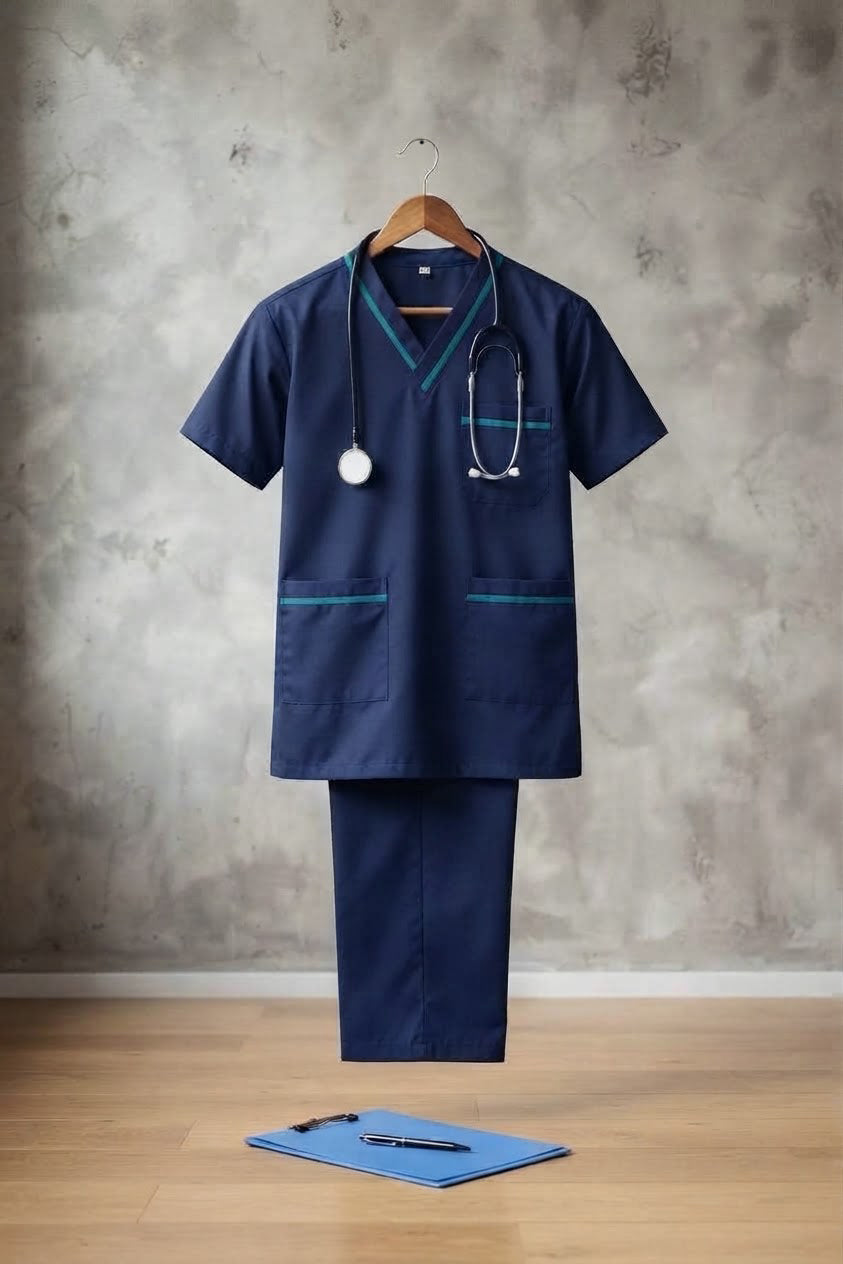 PROFESSIONAL UNISEX DUBAI SCRUB SUIT / V- NECK TOP SIZE INDICATOR DUBAI SCRUB SUIT(MADE IN UAE)