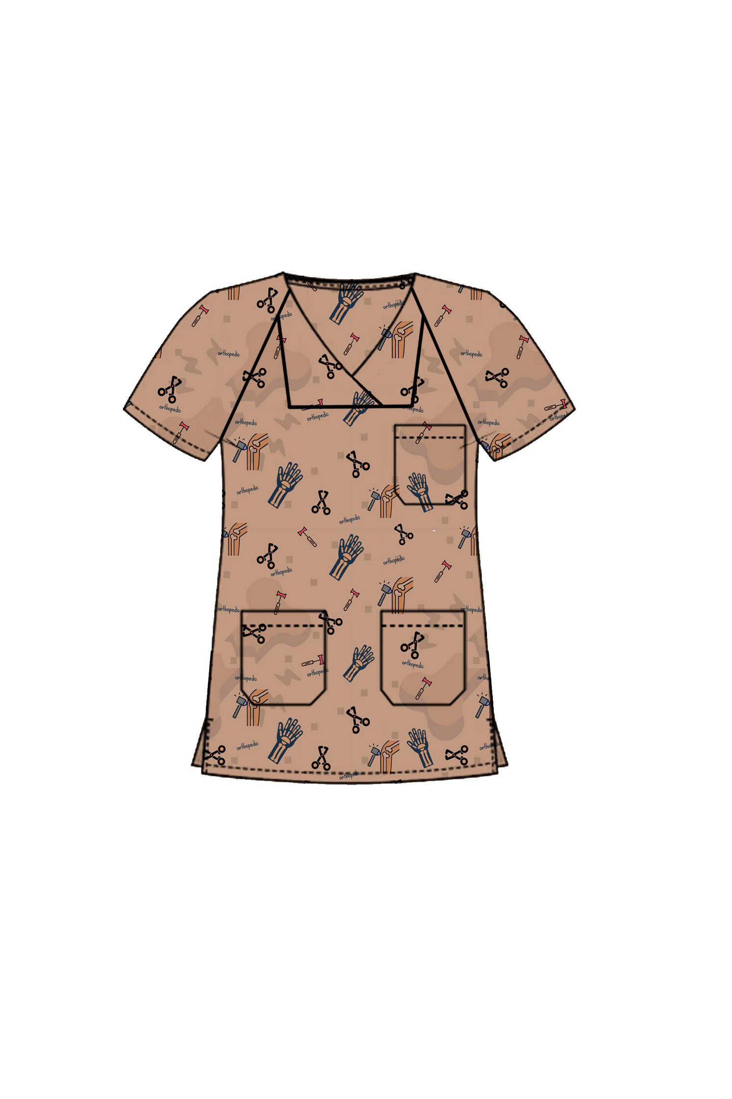 PROFESSIONAL FEMALE PRINTED SCRUB TOP / PLAYFUL PRINTS SCRUB TOP