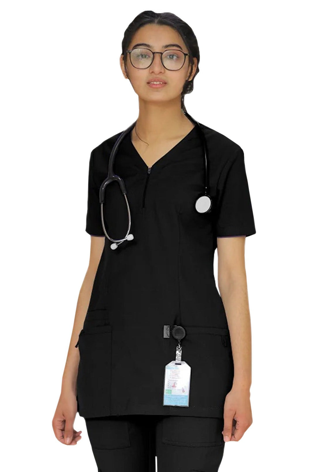 PROFESSIONAL FEMALE ZIPPER OSLO SCRUB SUIT / V-NECK MEDICAL SCRUB SUIT (MADE IN UAE)