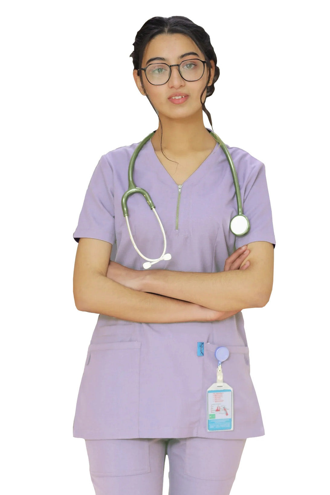 PROFESSIONAL FEMALE ZIPPER OSLO SCRUB SUIT / V-NECK MEDICAL SCRUB SUIT (MADE IN UAE)