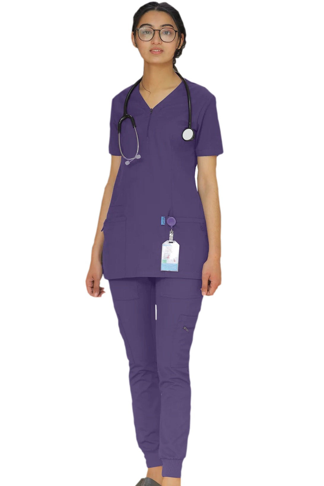 PROFESSIONAL FEMALE ZIPPER OSLO SCRUB SUIT / V-NECK MEDICAL SCRUB SUIT (MADE IN UAE)