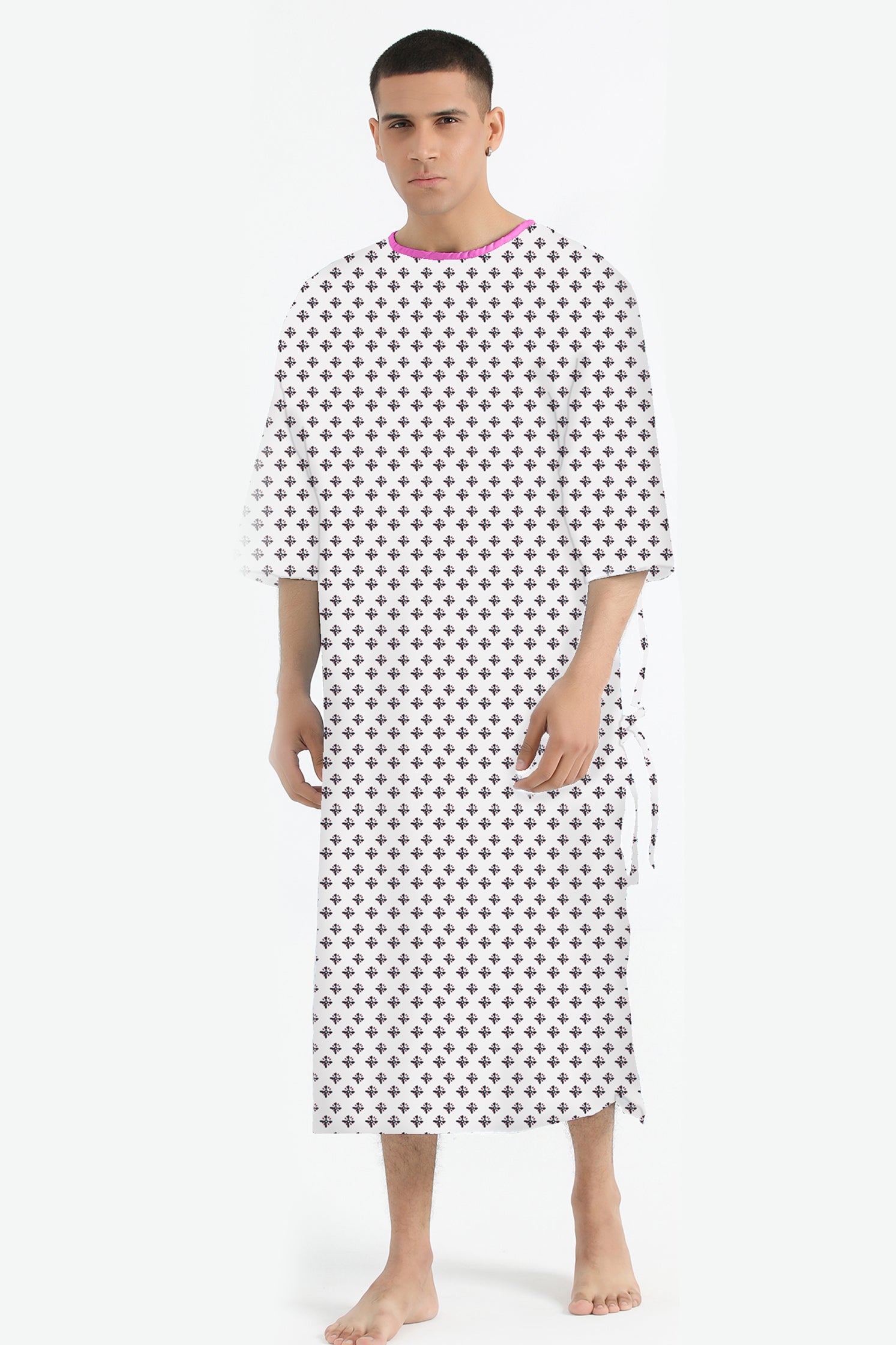 UNISEX STAR RED/GREEN PRINTED PATIENT GOWN STYLE BORAS