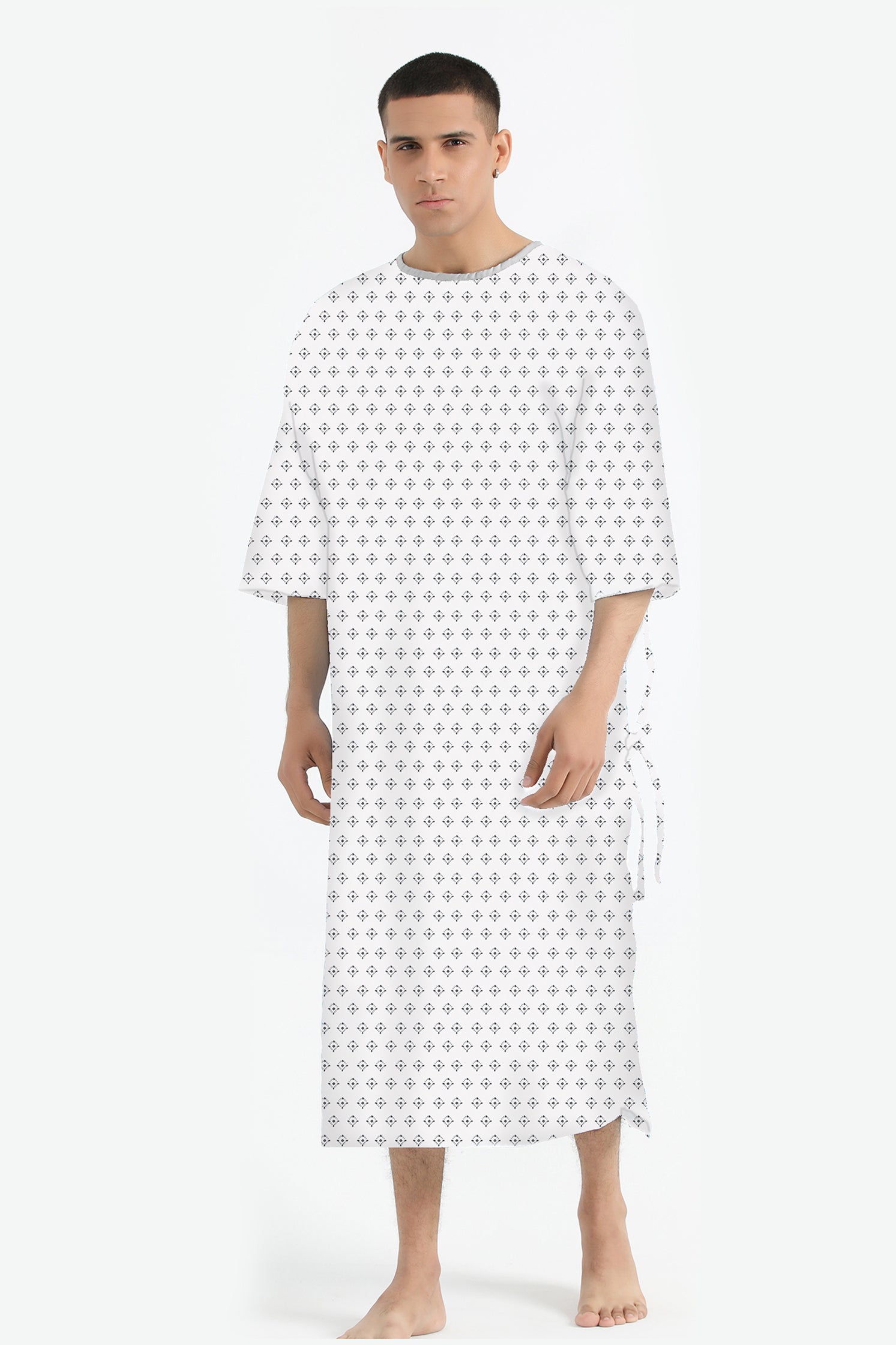 UNISEX DIAMOND BLUE PRINTED PATIENT GOWN STYLE BORAS