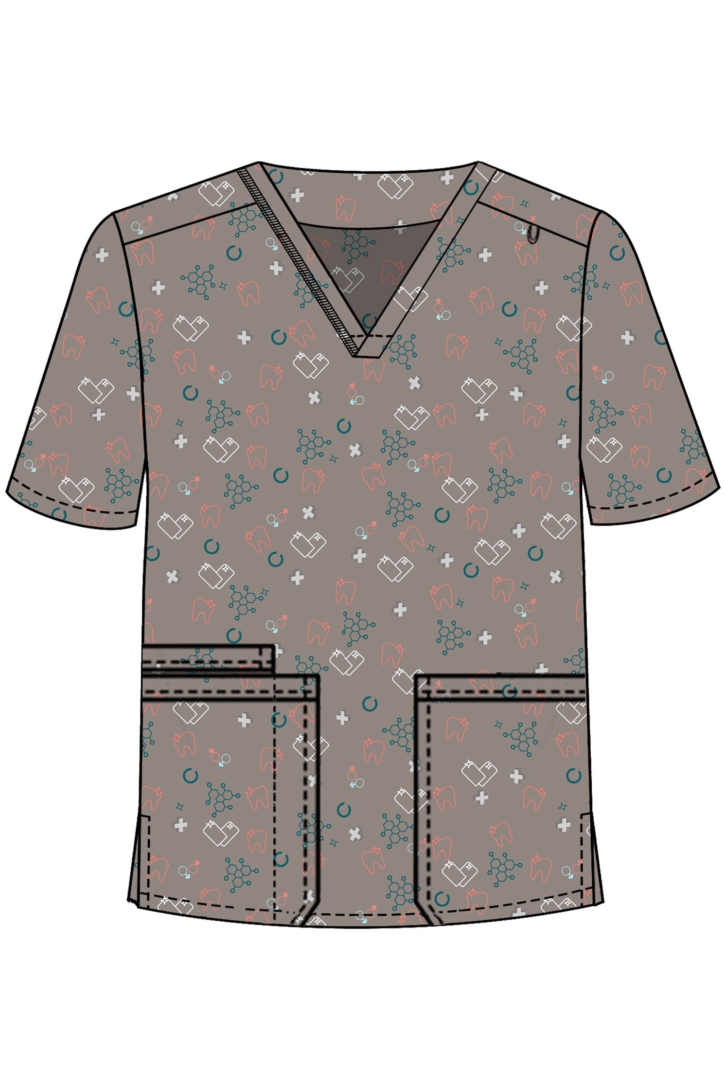 PROFESSIONAL UNISEX PRINTED SCRUB TOP / PLAYFUL PRINTS SCRUB TOP