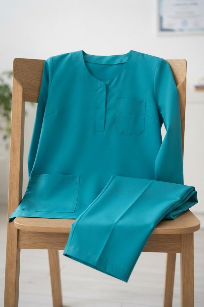 PROFESSIONAL FEMALE SOFIA SCRUB SUIT / SHORT LENGTH SLEEK SOFIA SCRUB SUIT