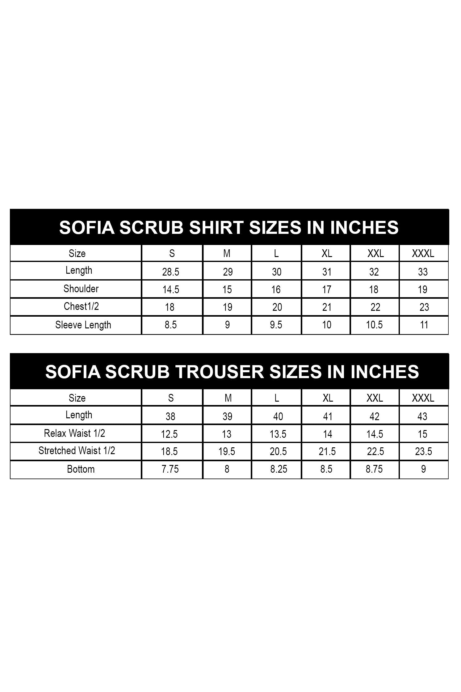 PROFESSIONAL FEMALE SOFIA SCRUB SUIT / SHORT LENGTH SLEEK SOFIA SCRUB SUIT