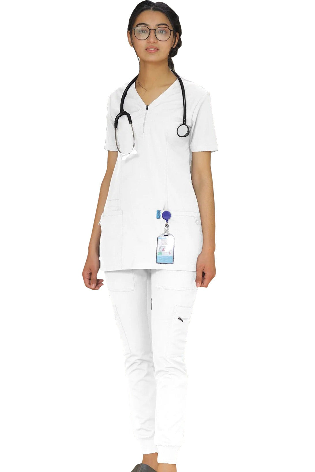 PROFESSIONAL FEMALE ZIPPER OSLO SCRUB SUIT / V-NECK MEDICAL SCRUB SUIT (MADE IN UAE)
