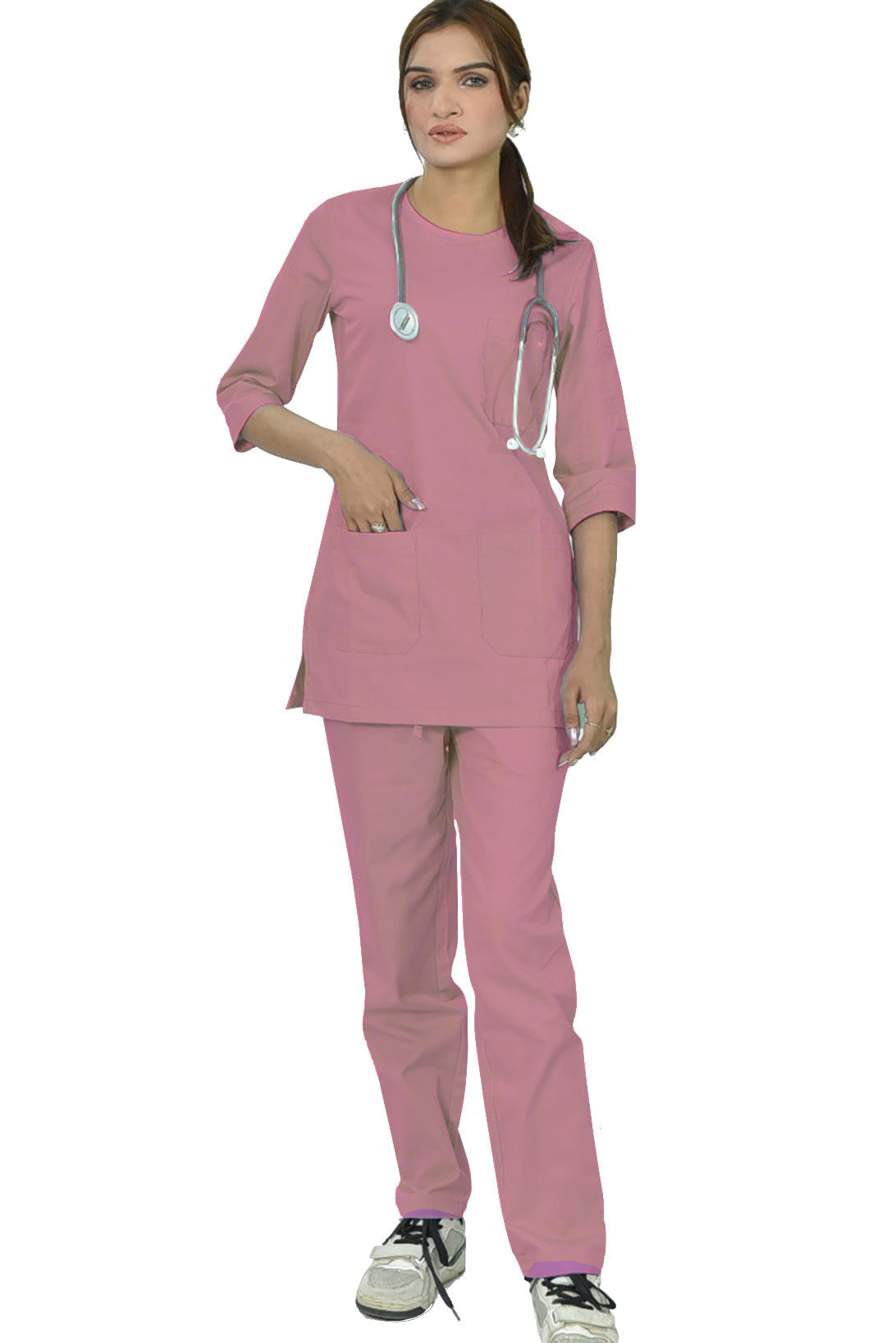 PROFESSIONAL FEMALE SALIMA SCRUB SUIT / ROUND NECK QUARTER SLEEVE SALIMA SCRUB SUIT