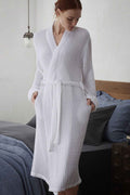 LUXURY WAFFLE FABRIC PROFESSIONAL WHITE BATH ROBE