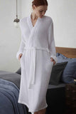 LUXURY WAFFLE FABRIC PROFESSIONAL WHITE BATH ROBE
