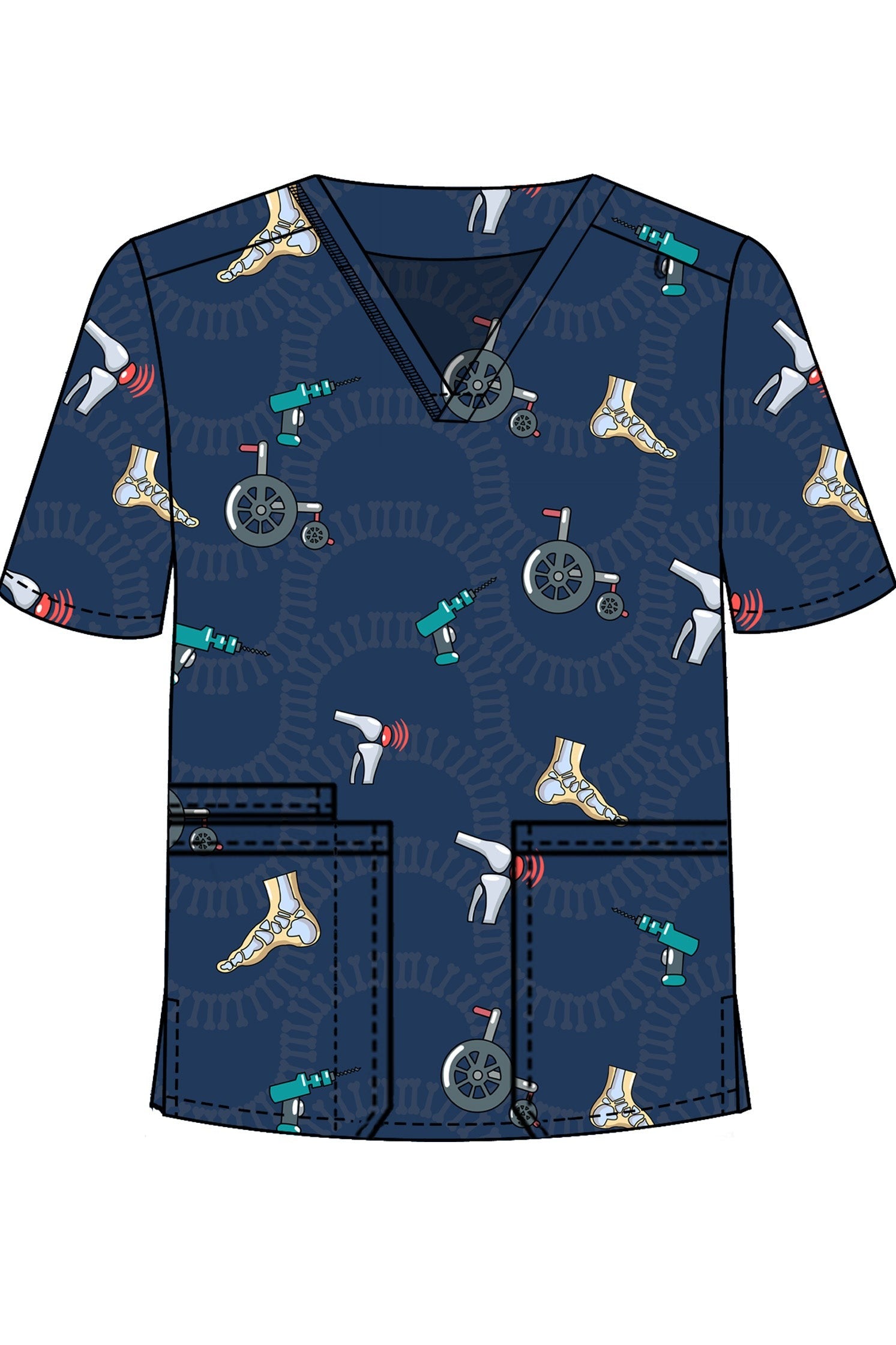 PROFESSIONAL UNISEX PRINTED SCRUB TOP / PLAYFUL PRINTS SCRUB TOP