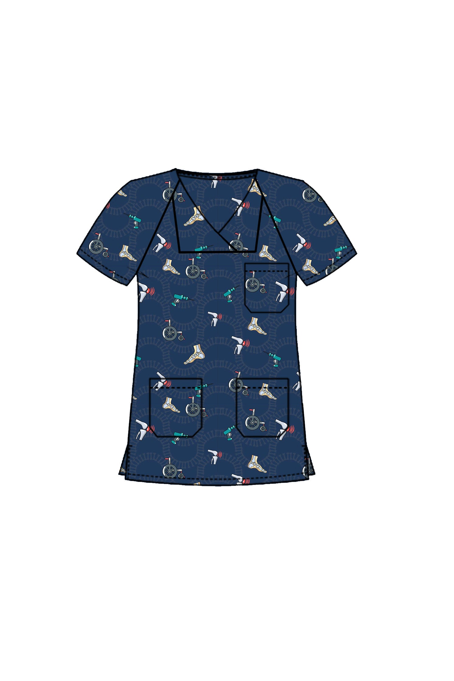 PROFESSIONAL FEMALE PRINTED SCRUB TOP / PLAYFUL PRINTS SCRUB TOP